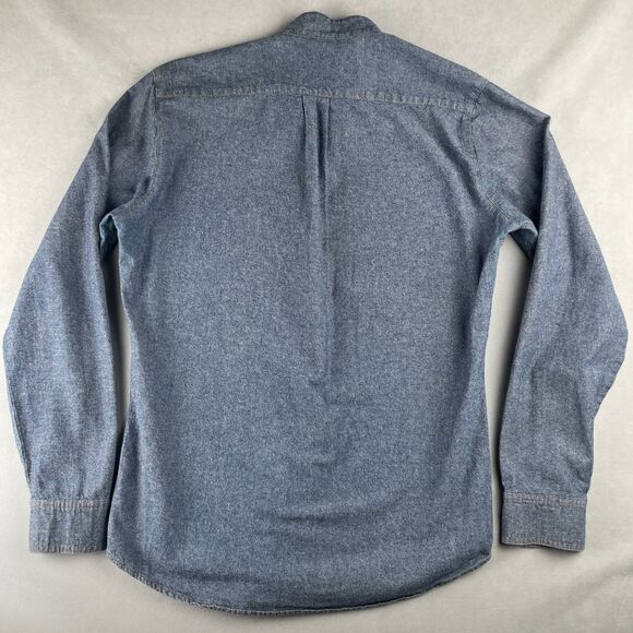American Apparel Shirt Men S Blue Long Sleeve Chambray Workwear Custom USA Made - Picture 3 of 7